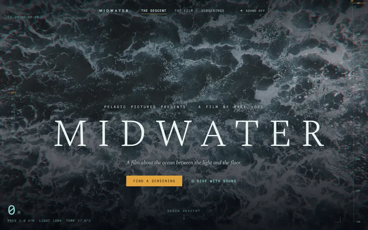 MIDWATER: A documentary site staged as the survey record of one deep-sea descent.